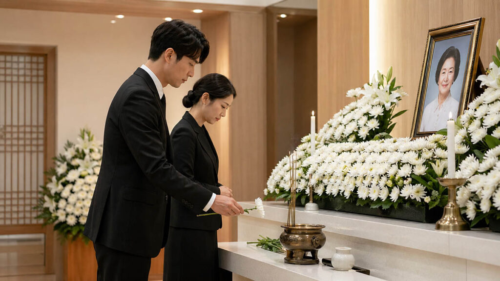 헌화하는 모습