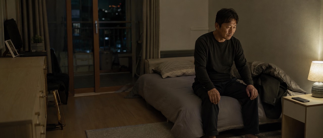 늦은 밤 집에서 휴대전화를 가까이 두고 장례 출동 연락을 기다리는 한국인 장례지도사